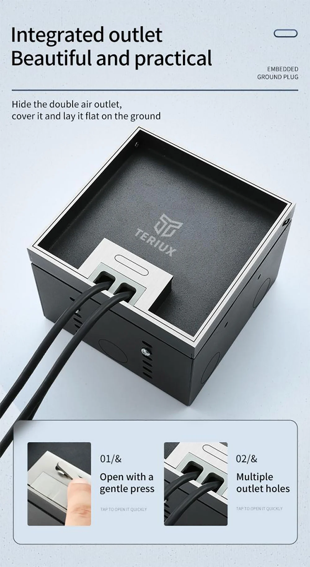 130recessed floor socket Adjustable bottom box