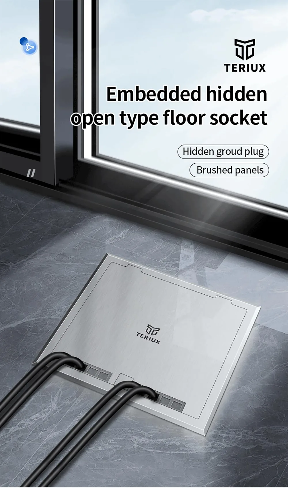 250 Open type Side insertion floor socket