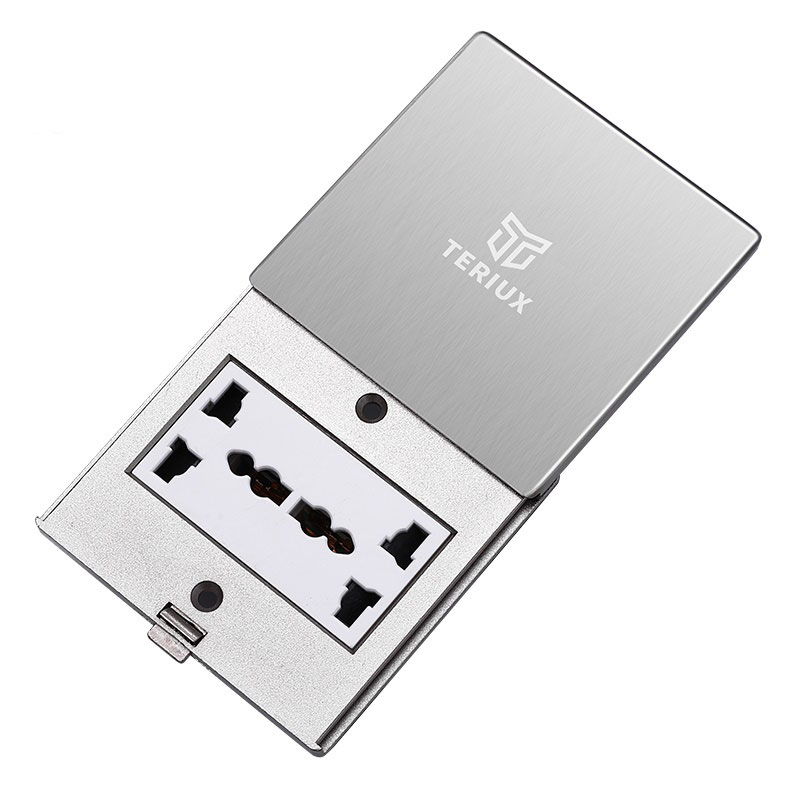 Liten 86 platt tryckgolvuttag silver